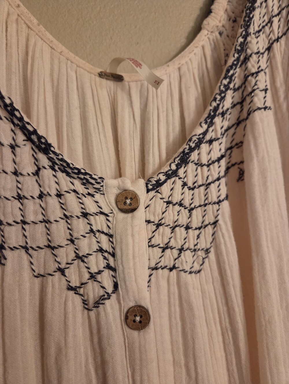 FREE PEOPLE Sunday Stroll Light Pink Smocked Embroidered Tiered Gauzy Maxi Dress - Picture 7 of 16